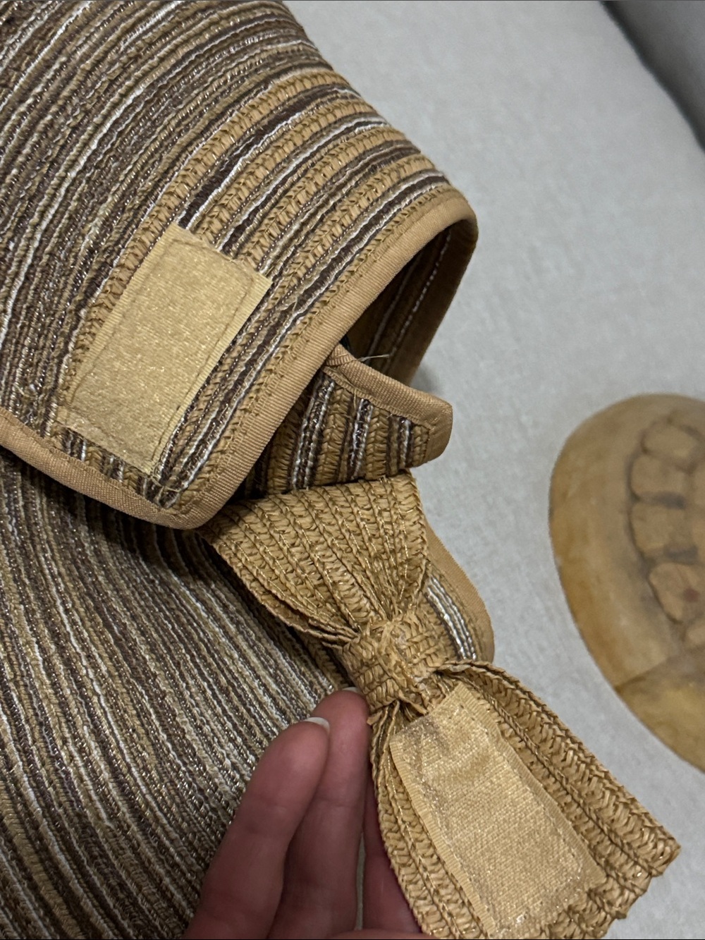 Gorgeous Magid Sun Visor-Earth Tones-Striped-Paper Material-Rear Bow Detail-EUC - Picture 8 of 14